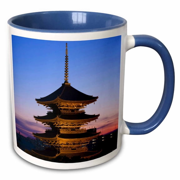 3drose, Japan, Kyoto, To-ji Temple Pagoda at Twilight - As15 Rti0753 - Rob Tilley, 11oz Two-tone Blue Mug