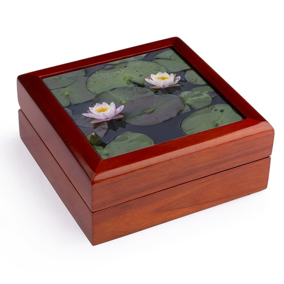 3dRose, Japan, Uji. Byodo-in, waterlily, Jewelry Box 5.5x5.5 inch with 4 inch tile