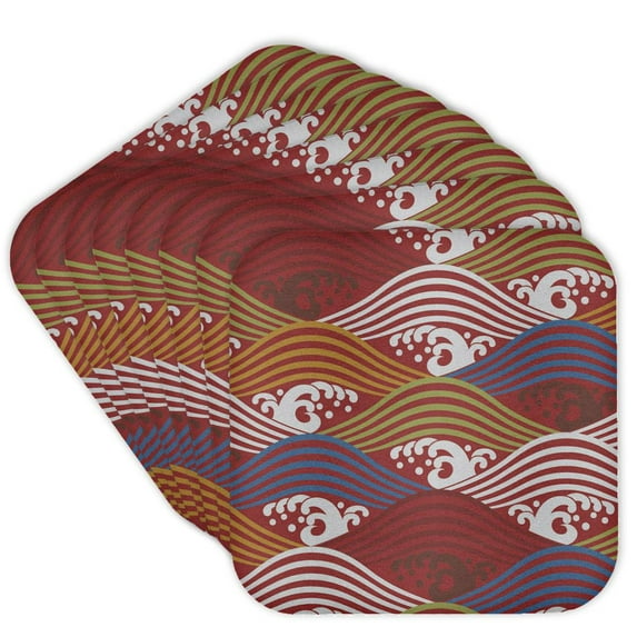 3drose, Japanese Abstract Water Design, Set of 8 Coasters - Soft