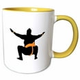 thumbnail image 1 of 3drose, Japanese Sumo Wrestler Design in Black and Orange, 11oz Two-tone Yellow Mug, 1 of 6