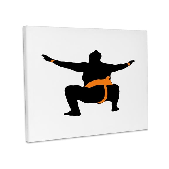 3dRose, Japanese Sumo Wrestler Design in Black and Orange, Museum Grade Canvas Wrap 20x16
