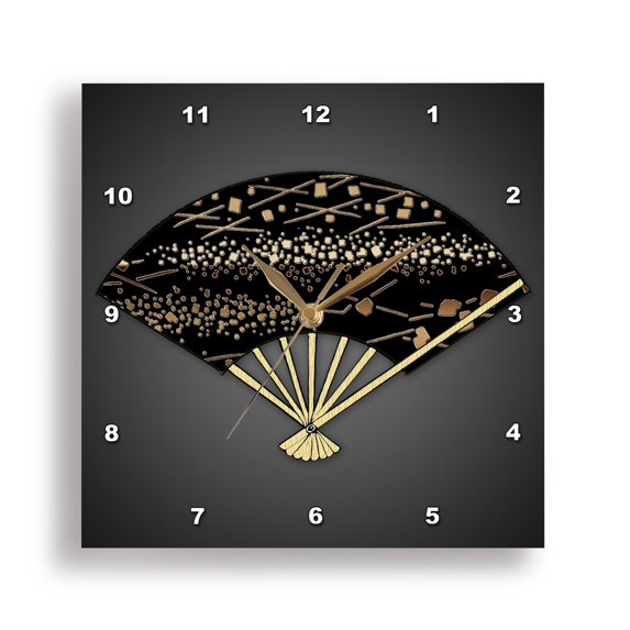 3dRose, Japanese fan with various bronze textures, 13x13 Wall Clock