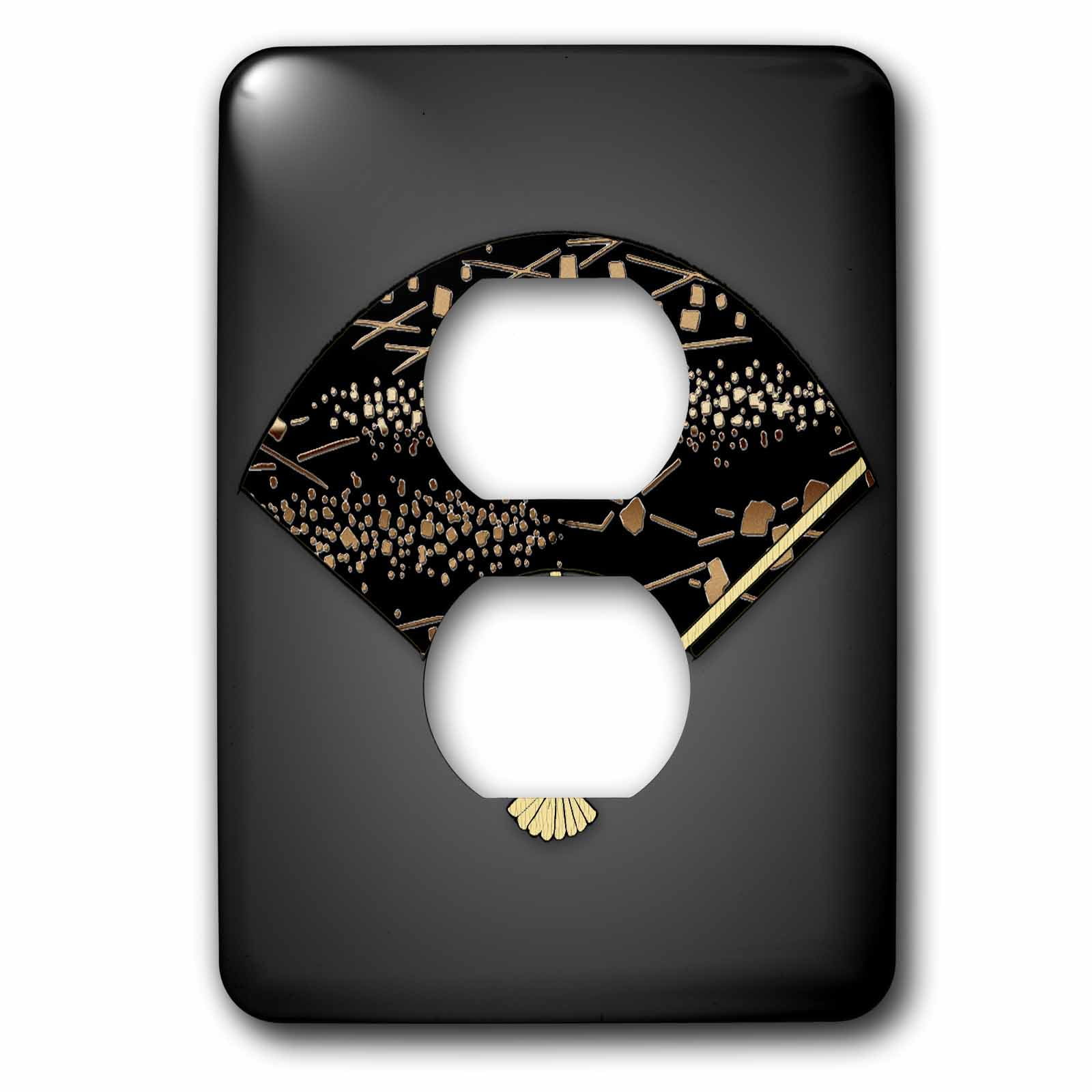 3dRose, Japanese fan with various bronze textures, 2 plug outlet cover