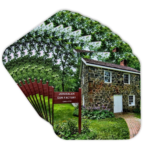 3dRose, Jerusalem Mill Village, Maryland, old colonial town, gun factory , set of 8 Coasters - Soft