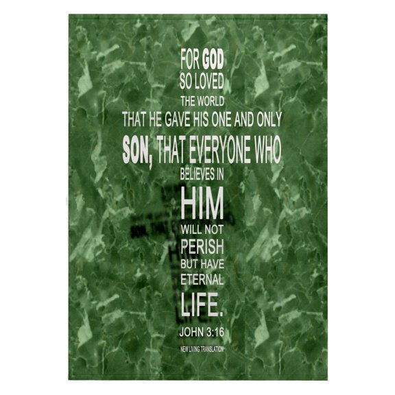 3dRose, John 3 16 bible verse in the form of a cross reflected on green granite print, 22x30 Bath Hand Pool Towel