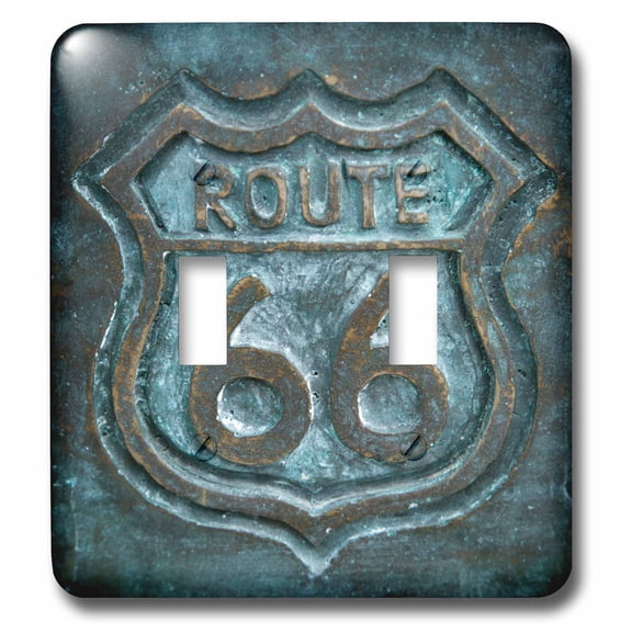 3dRose, Joliet, Illinois, USA. Route 66 sign., double toggle switch