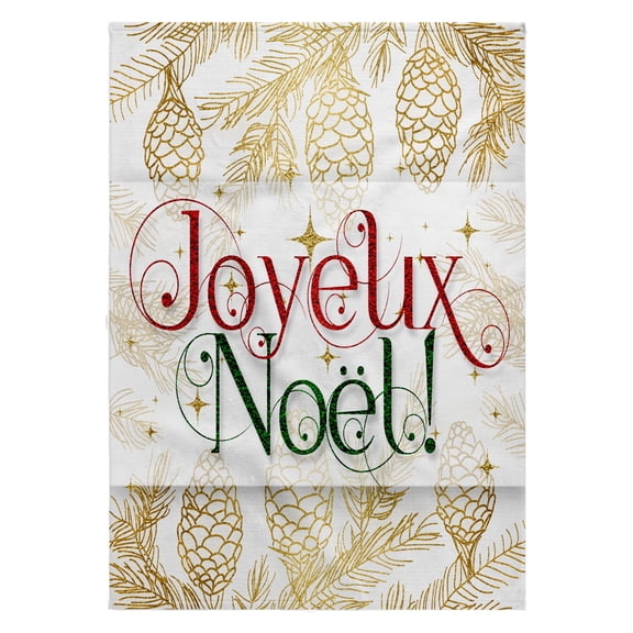 3dRose, Joyeux Noel French Christmas Image of Red Green and Gold, 22x30 Bath Hand Pool Towel