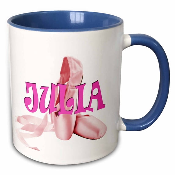 3drose, Julia. Pink Ballet Shoes. Ballerina., 11oz Two-tone Blue Mug