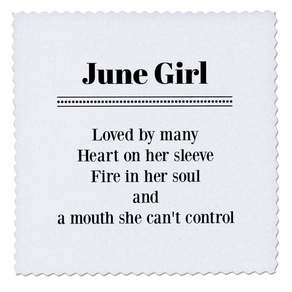 3dRose, June Girl, 14x14 inch quilt square