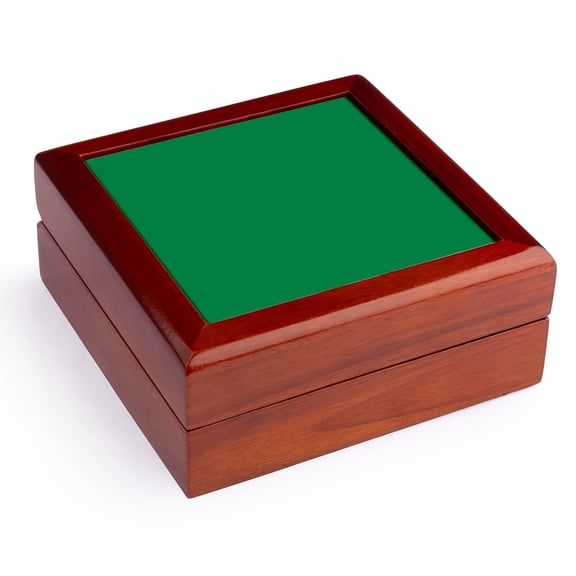 3dRose, Jungle Forest Green - plain simple one single solid color - matte emerald green, Jewelry Box 5.5x5.5 inch with 4 inch tile