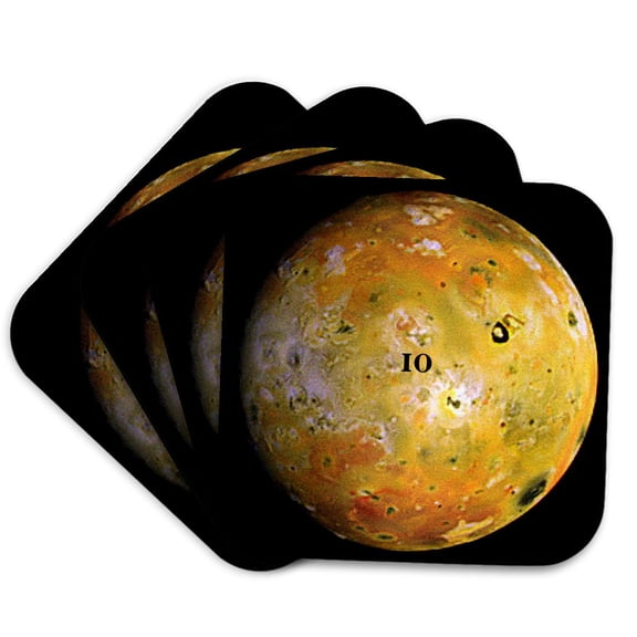 3drose, Jupiter Moon Io, Set of 4 Coasters - Soft