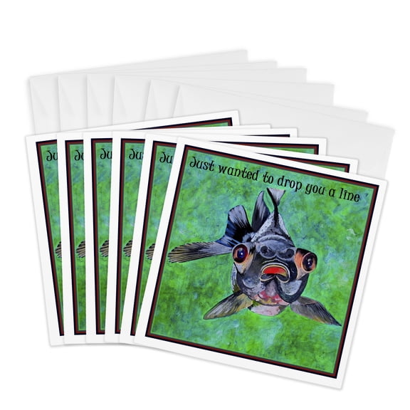 3drose, Just Dropping a Line- Thankyou, Thank You, Thanks, Play on Words, Humor, Humouri Fun, Funny, 6 Greeting Cards with Envelopes