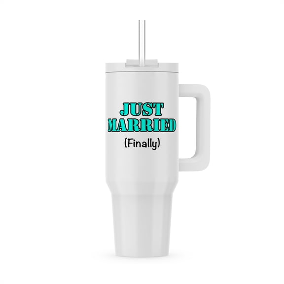 Just Married Finally Turquoise, 30oz Tumbler