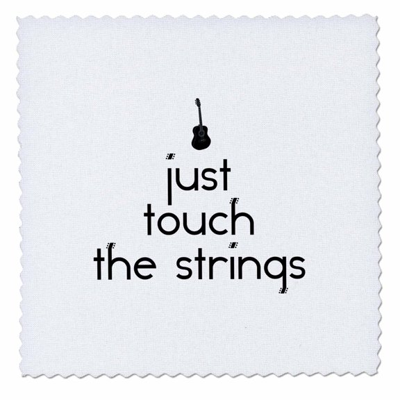 3dRose, Just touch the strings decorative text, guitar image on white, 10x10 inch quilt square