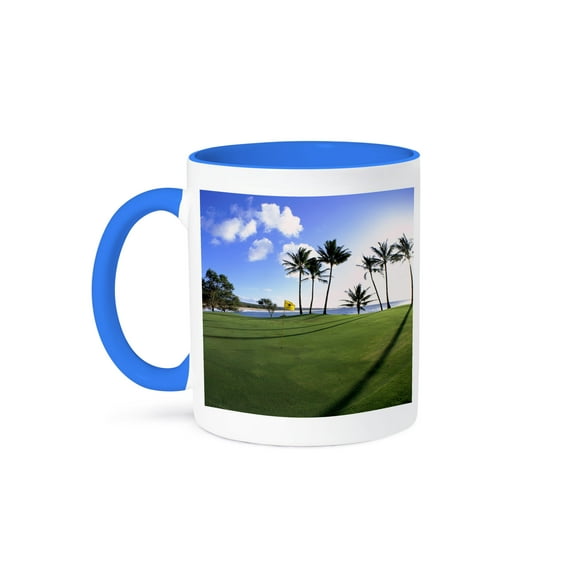 3dRose, Kaluakoi Golf Course, Molokai, Hawaii - US12 DPB0082 - Douglas Peebles, 15oz Two-Tone Blue Mug