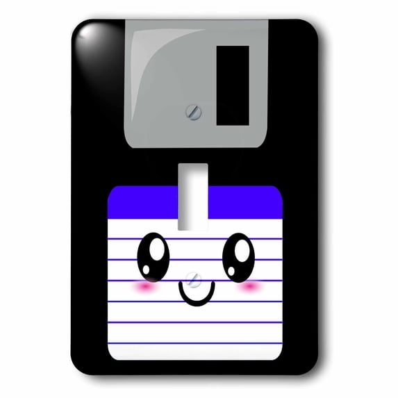 3dRose, Kawaii Cute Happy Floppy Disk - Retro 90s computer storage disk - Whimsical smiling in Blue, single toggle switch