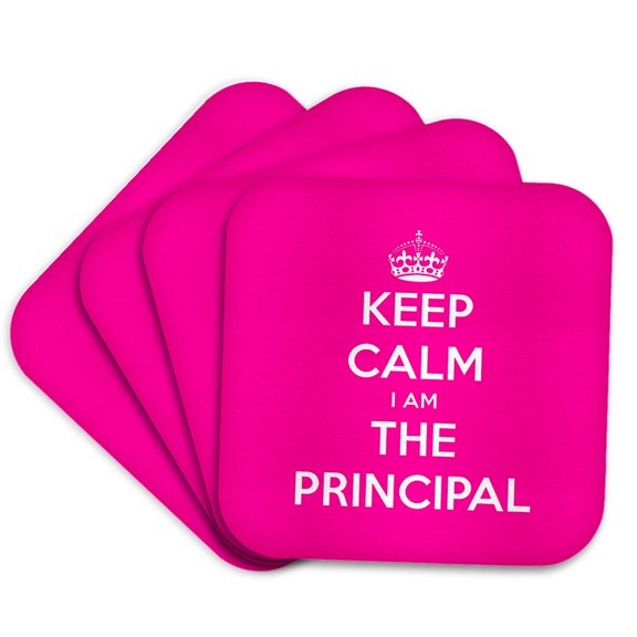 3drose, Keep Calm I Am the Principal Pink, Set of 4 Coasters - Soft