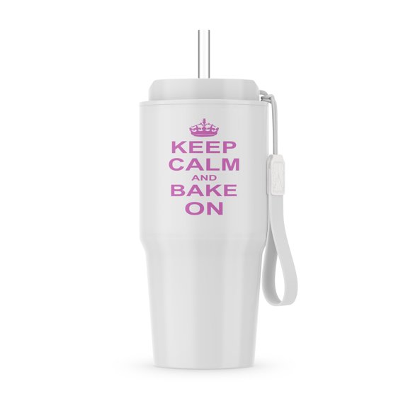 Keep Calm And Bake On - Funny Humor Pink Text Design For Baking Hobbyists Bakers And Bakery Owners, 20oz Tumbler