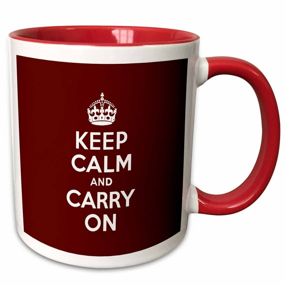 3drose, Keep Calm and Carry On, 15oz Two-tone Red Mug