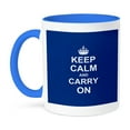 thumbnail image 1 of 3dRose, Keep Calm and Carry On - white text on navy blue - crown - motivational fun funny humor humorous, 15oz Two-Tone Blue Mug, 1 of 7