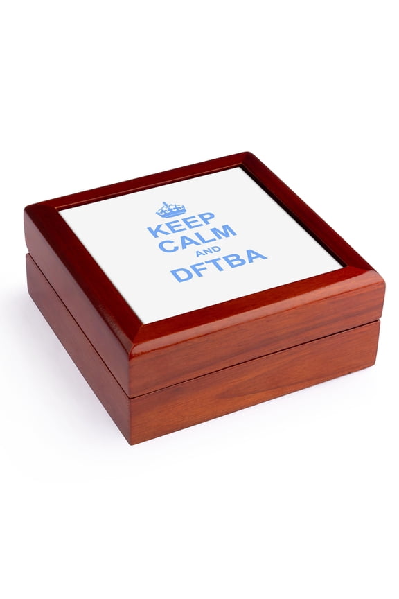 , Keep Calm and DFTBA - Dont Forget to be Awesome - Nerdfighter Keep Calm and Carry on meme blue, Jewelry Box 5.5x5.5 inch with 4 inch tile