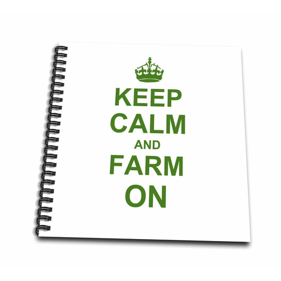 3dRose, Keep Calm and Farm on - carry on farming - gift for farmers - green fun funny humor humorous, Memory Book 12 x 12 inch