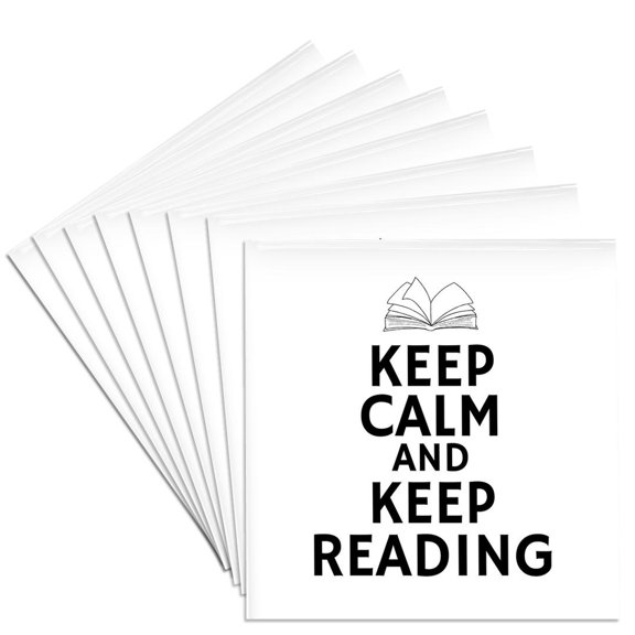 3drose, Keep Calm and Keep Reading - Book Icon, Set of 8 Ceramic Tile Coasters
