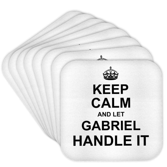 3dRose, Keep Calm and Let Gabriel Handle it funny personal name, set of 8 Coasters - Soft