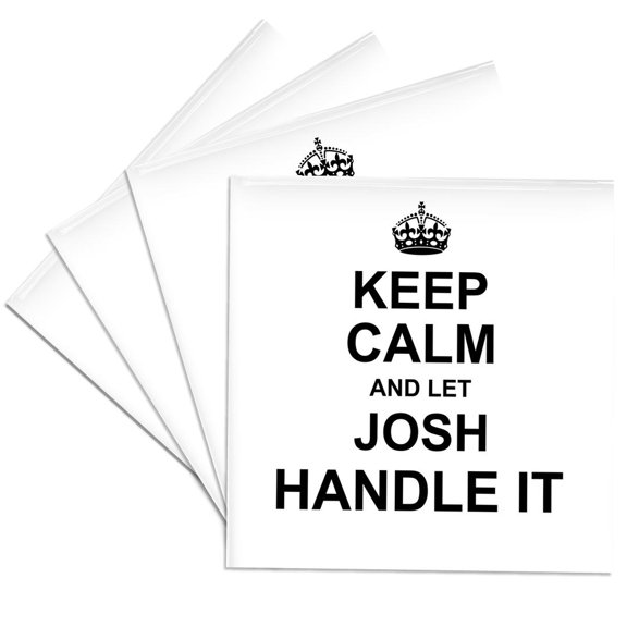 3dRose, Keep Calm and Let Josh Handle it - funny personal name, Set of 4 Ceramic Tile Coasters
