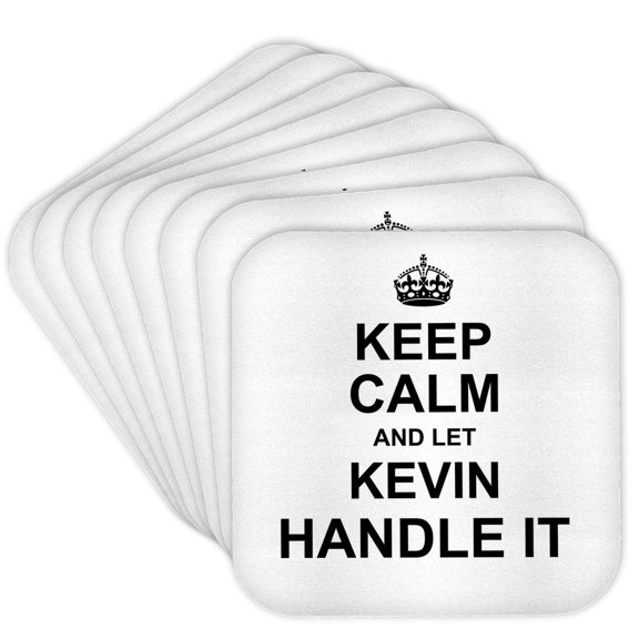 3dRose, Keep Calm and Let Kevin Handle it - funny personal name, Set of 8 Coasters - Soft