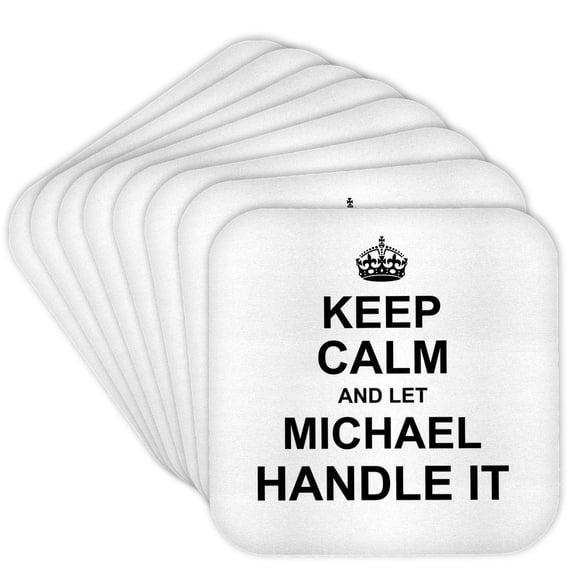 3dRose, Keep Calm and Let Michael Handle it - funny personal name, Set of 8 Coasters - Soft