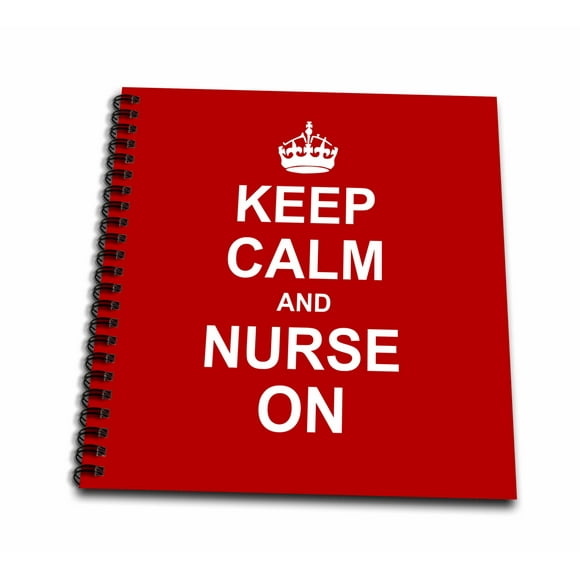 3dRose Keep Calm and Nurse on - Red carry on nursing - Nurses day gifts Fun funny job humor modern stylish - Memory Book, 12 by 12-inch