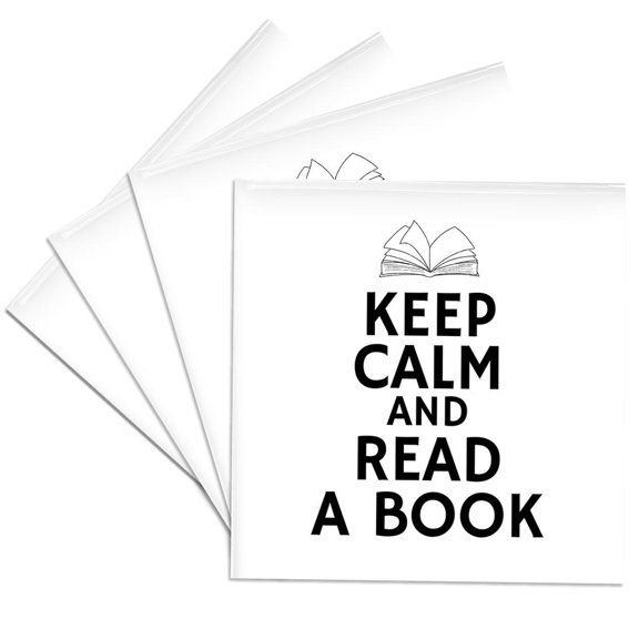 3drose, Keep Calm and Read a Book - Book Icon, Set of 4 Ceramic Tile Coasters