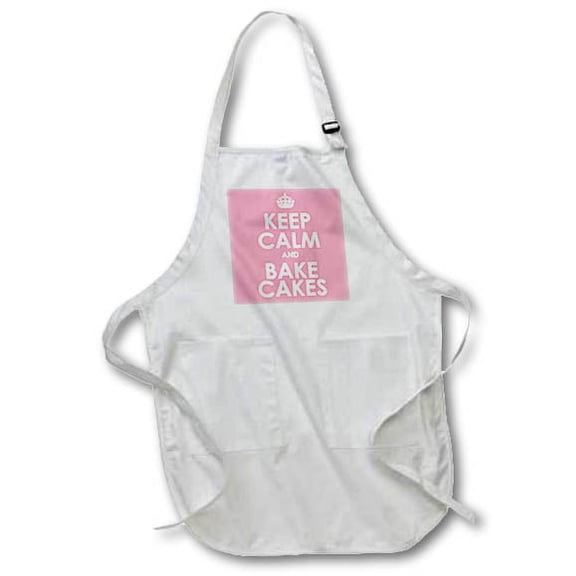 3dRose, Keep calm and bake cakes, Medium Length Apron with Pouch Pockets 22w x 24l