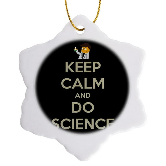 3dRose, Keep calm and do science, 3 inch Snowflake Porcelain Ornament
