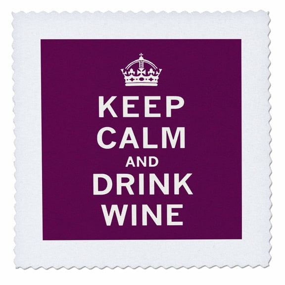 3dRose, Keep calm and drink wine, Maroon, 6x6 inch quilt square