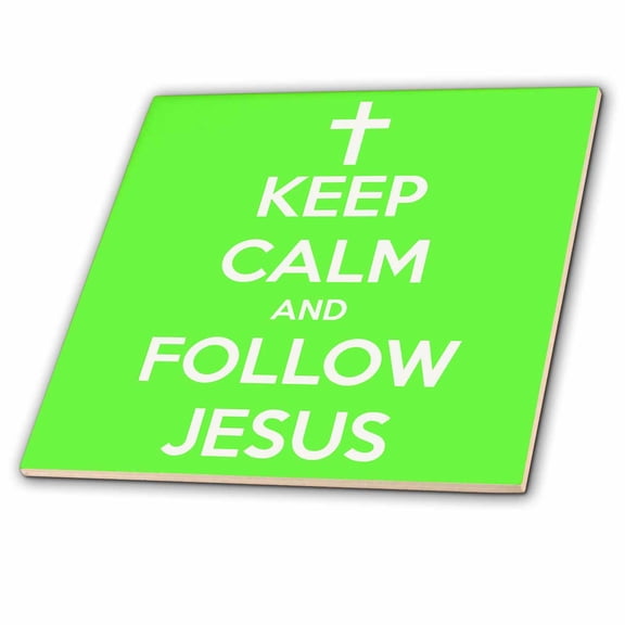3dRose, Keep calm and follow Jesus. Lime Green., 6 Inch Ceramic Tile