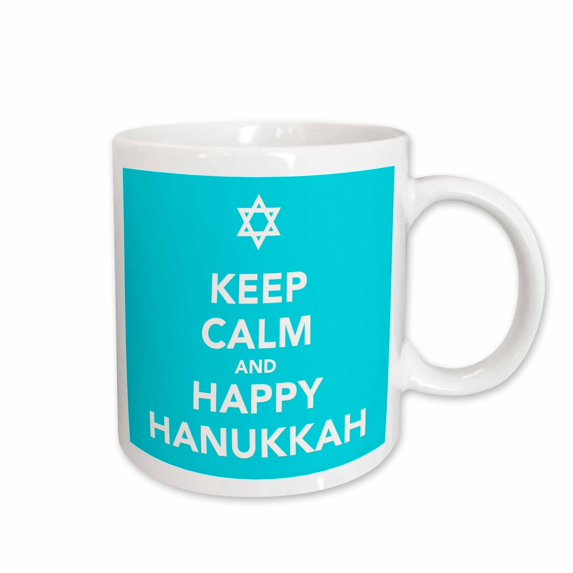 3drose, Keep Calm and Happy Hanukkah, Blue, 11oz Mug