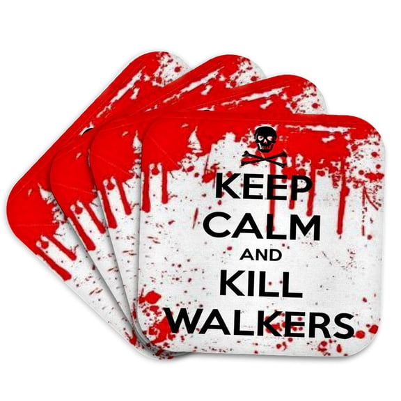 3dRose, Keep calm and kill walkers, Set of 4 Coasters - Soft
