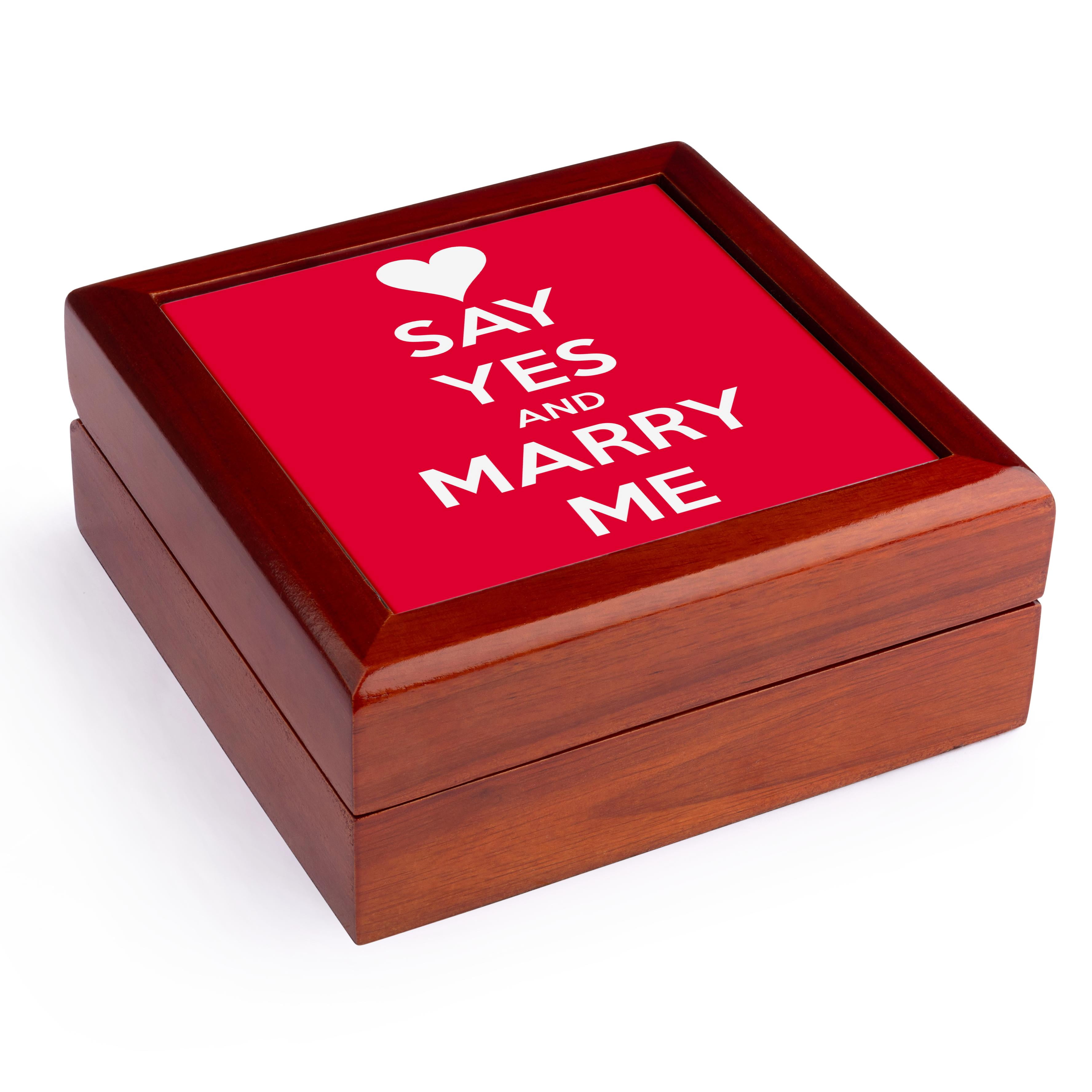 3dRose, Keep calm and marry me. Red., Jewelry Box 5.5x5.5 inch with 4 inch tile