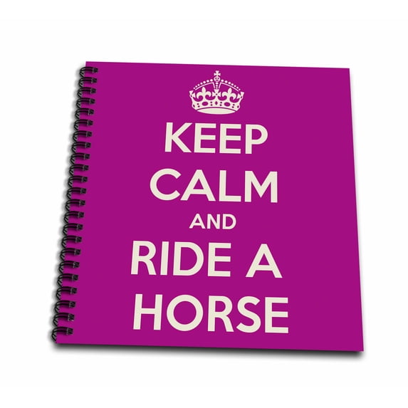 3dRose, Keep calm and ride a horse, Pink and White, Drawing Book 8 x 8 inch