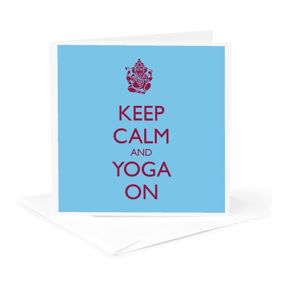3dRose, Keep calm and yoga on, 1 Greeting Card with envelope