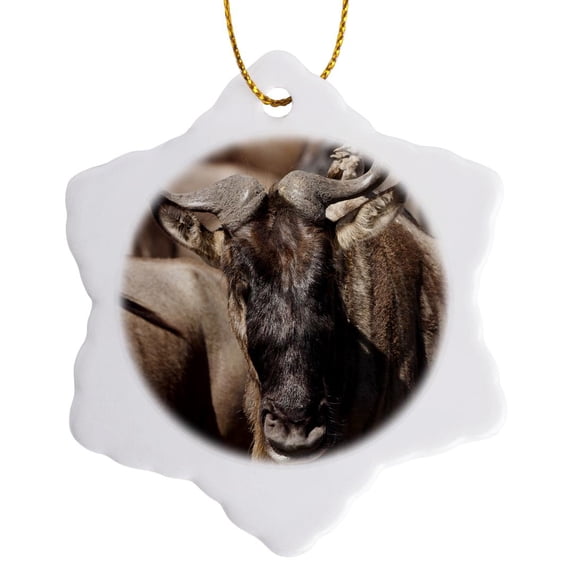 3drose, Kenya, White-bearded Wildebeest Wildlife - Af21 Jmc0283 - Joe and Mary Ann Mcdonald, 3 inch Snowflake Porcelain Ornament