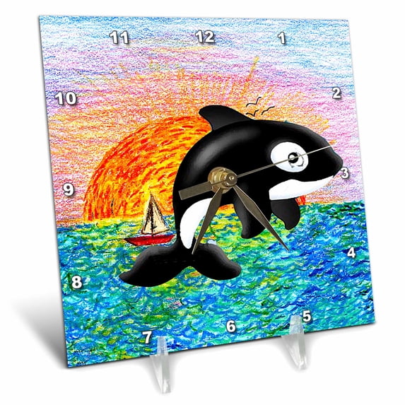 3dRose, Killer Whale, 6x6 Desk Clock