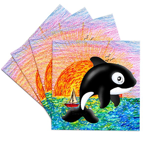 3dRose, Killer Whale, Set of 4 Ceramic Tile Coasters