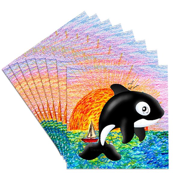 3dRose, Killer Whale, Set of 8 Ceramic Tile Coasters