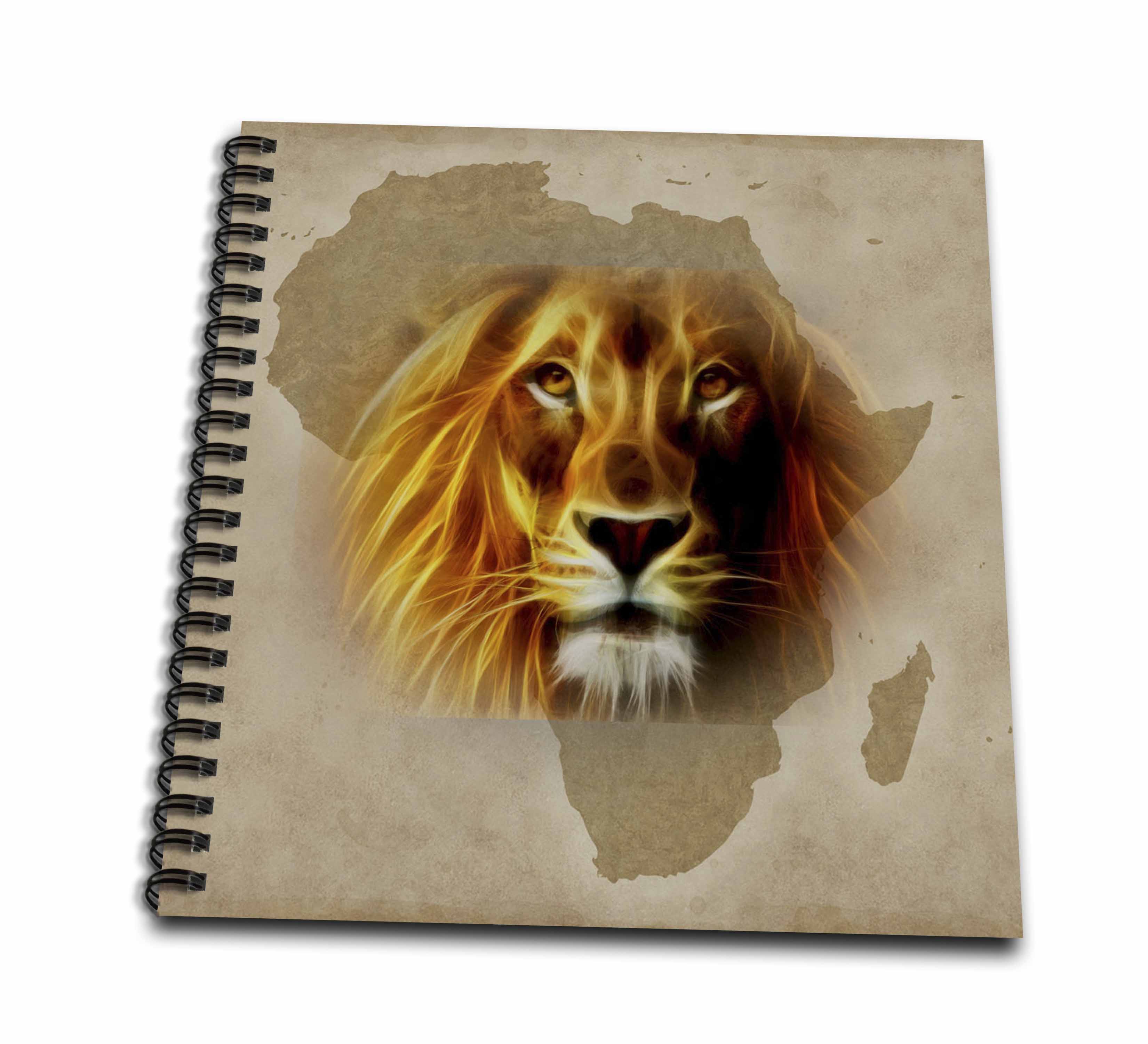 3dRose, King of the Jungle Lion and Africa Map art original, Mini ...