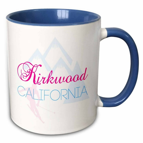 3drose, Kirkwood, California Decorative Text of Blue and Red Color, 11oz Two-tone Blue Mug