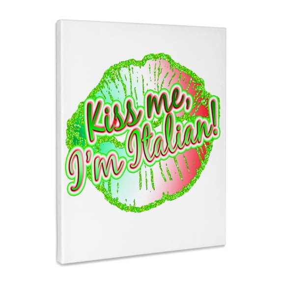 3dRose, Kiss Me Im Italian Faux Printed Glitter Lips, Museum Grade Canvas Wrap 8x10