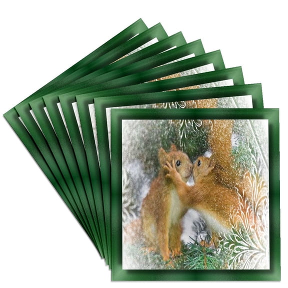3dRose, Kissing Squirrels, Set of 8 Ceramic Tile Coasters